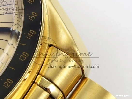 0204 Speedmaster YG RMF Best Edition YG Black Dial on YG Bracelet Lemania HW Durable 7725